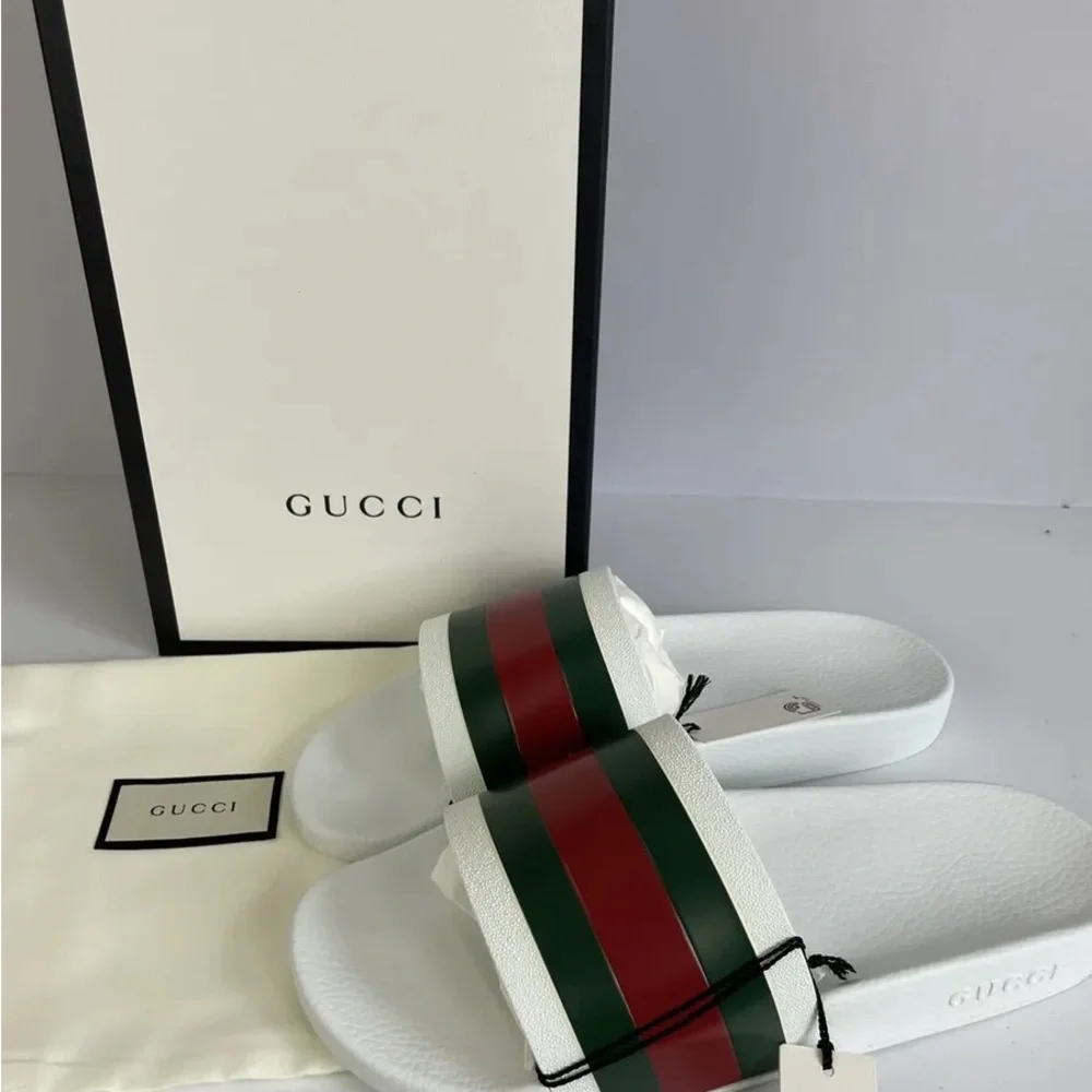 Gucci Pursuit 72 Pool Slides White Rubber 308234 Size 10 - Picture 5 of 10